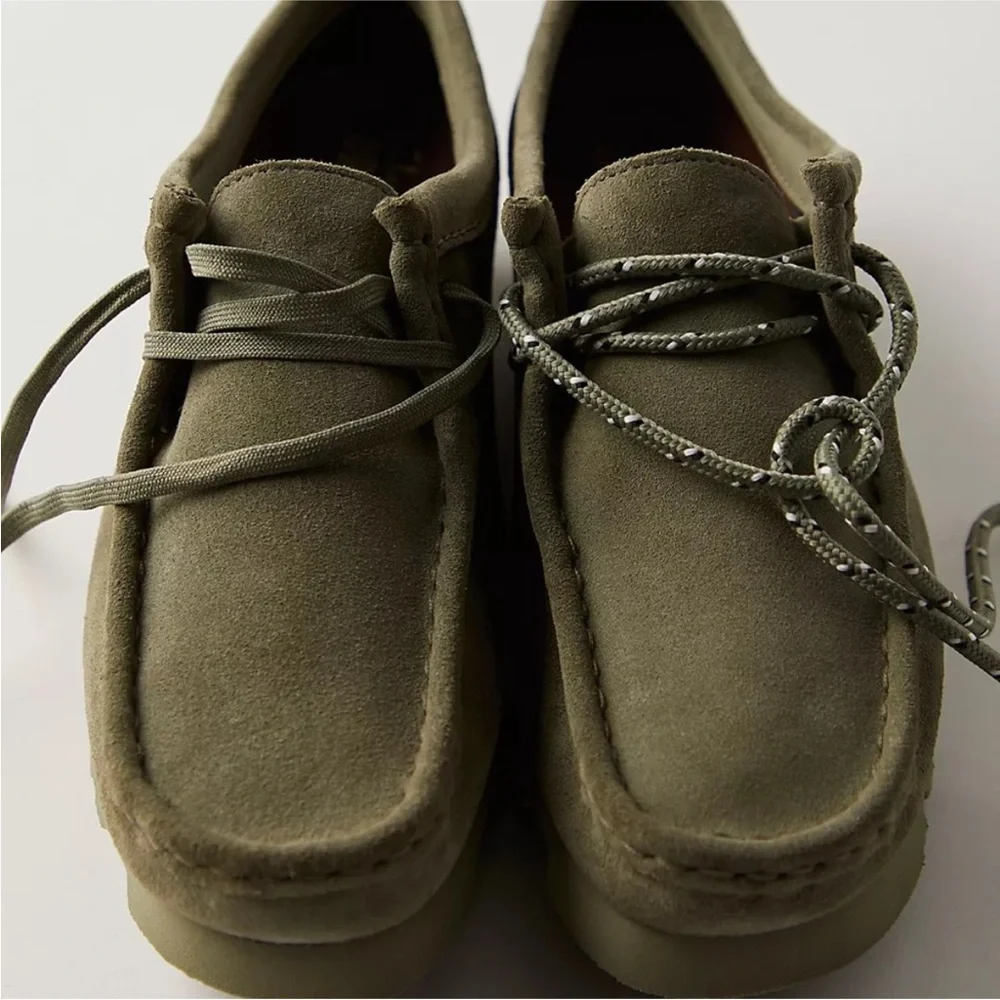 NEW Clarks Wallabee GTX Gore-Tex Slip-On Moccasins in Green